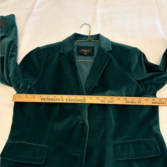 Talbots Rich Green Velvet Blazer - Size 16P - Picture 3 of 9